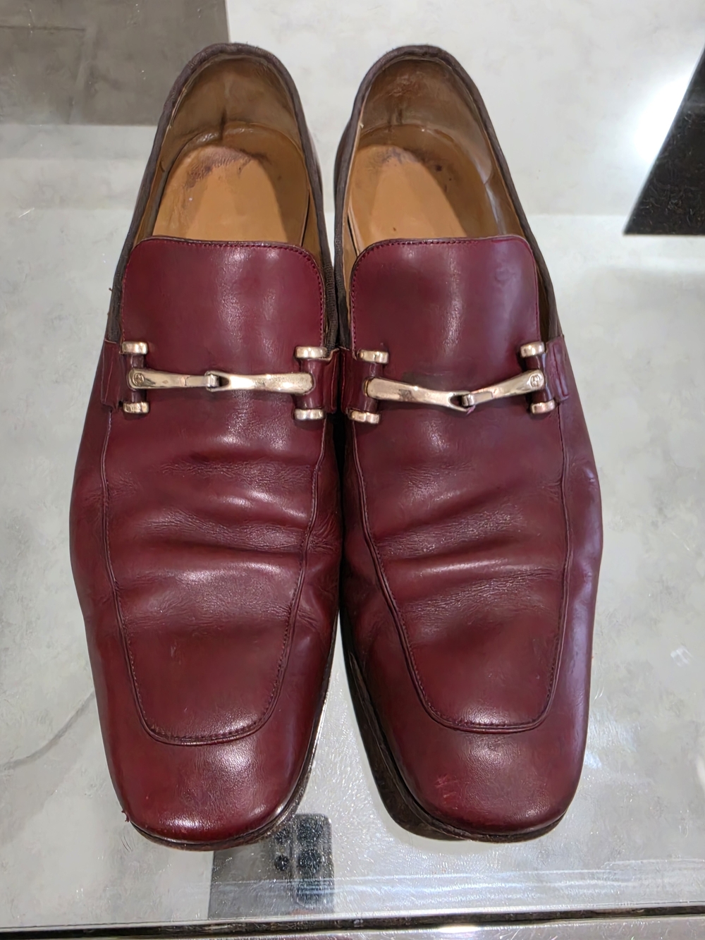 Vintage Gucci Burgundy Leather Loafers